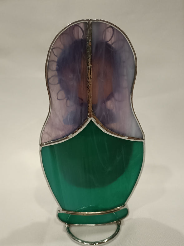 Matrioshka de vidrio, cromada, 16 cm
